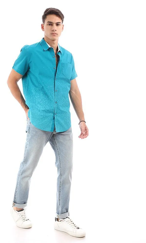 94550 Teal Shades Short Sleeves Buttoned Shirt