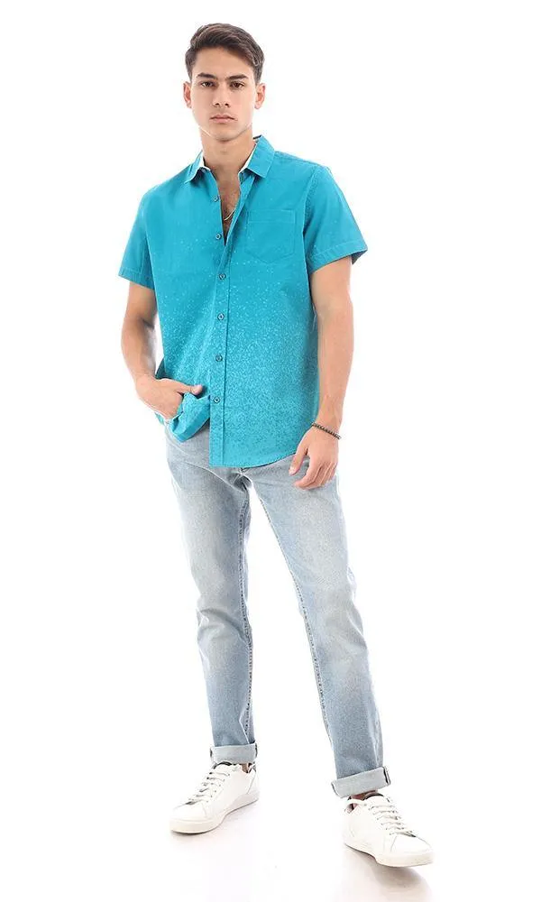 94550 Teal Shades Short Sleeves Buttoned Shirt