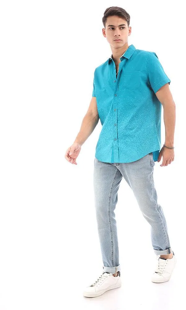 94550 Teal Shades Short Sleeves Buttoned Shirt