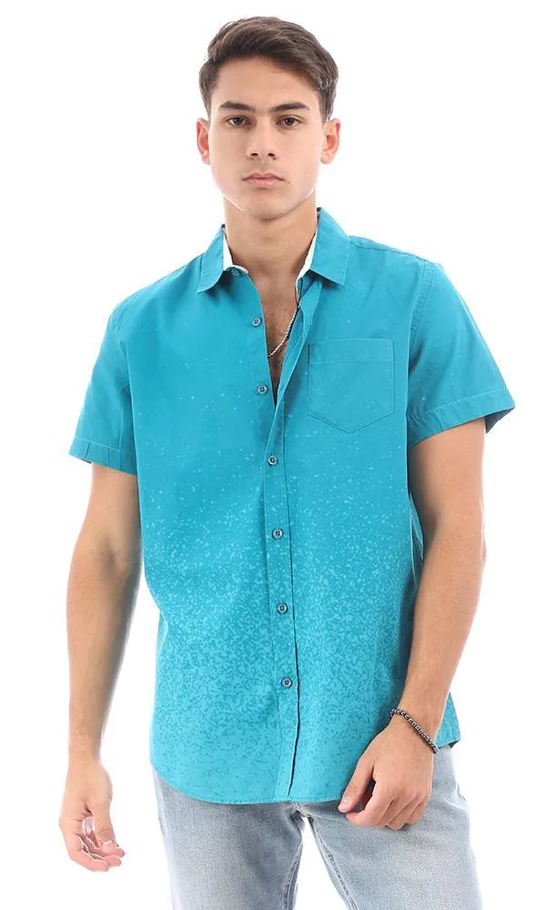 94550 Teal Shades Short Sleeves Buttoned Shirt