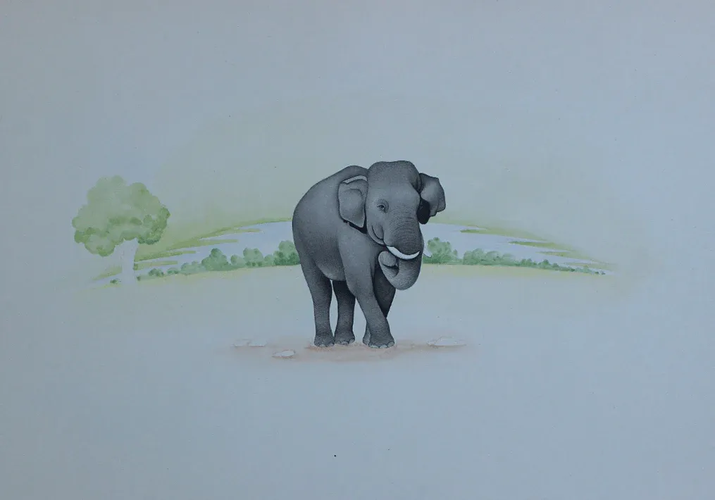 A Majestic Elephant in Miniature style by Mohan Prajapati