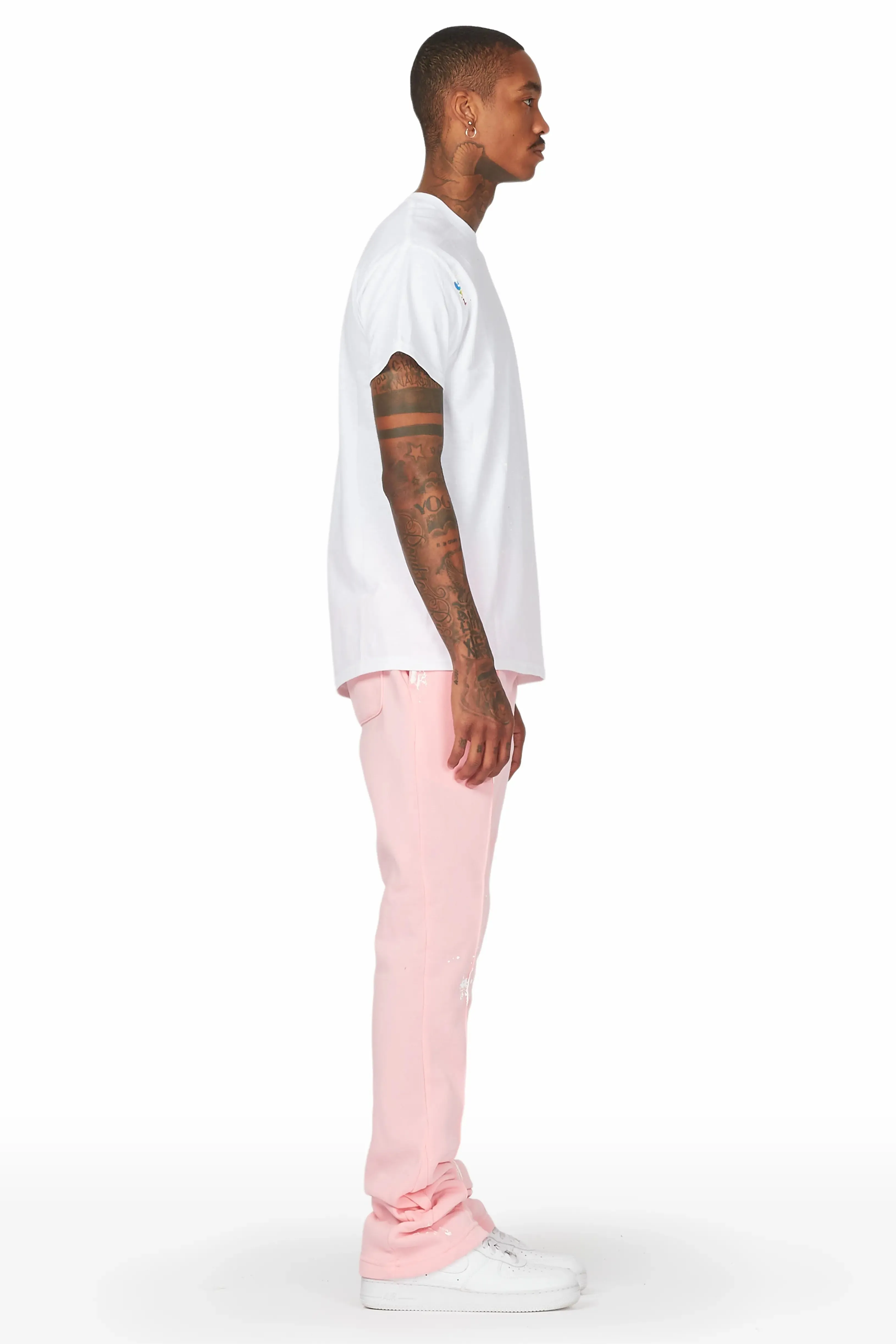 Angelo Pink Patchwork Stacked Flare Pants