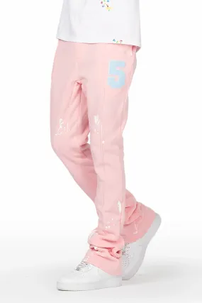 Angelo Pink Patchwork Stacked Flare Pants