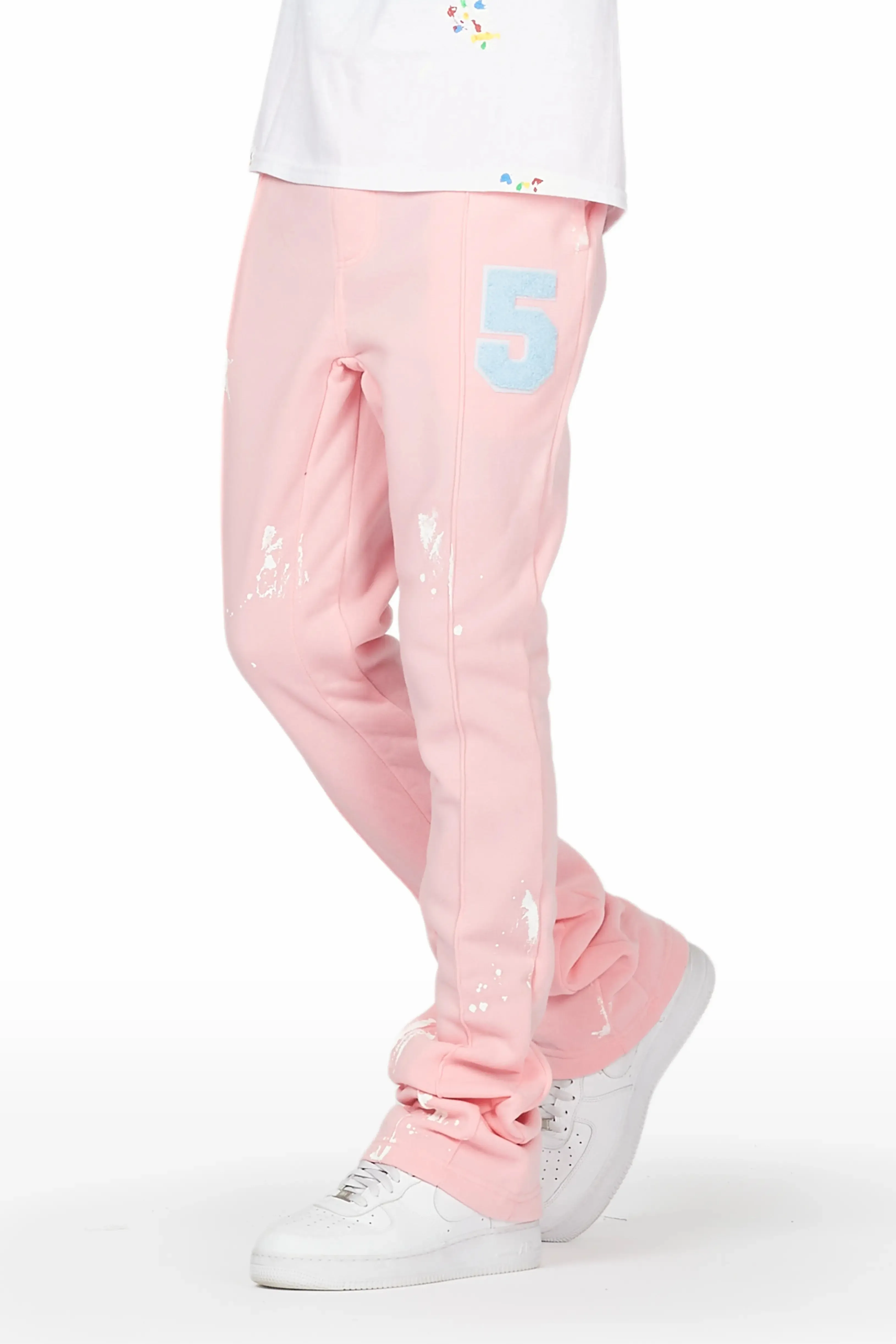 Angelo Pink Patchwork Stacked Flare Pants