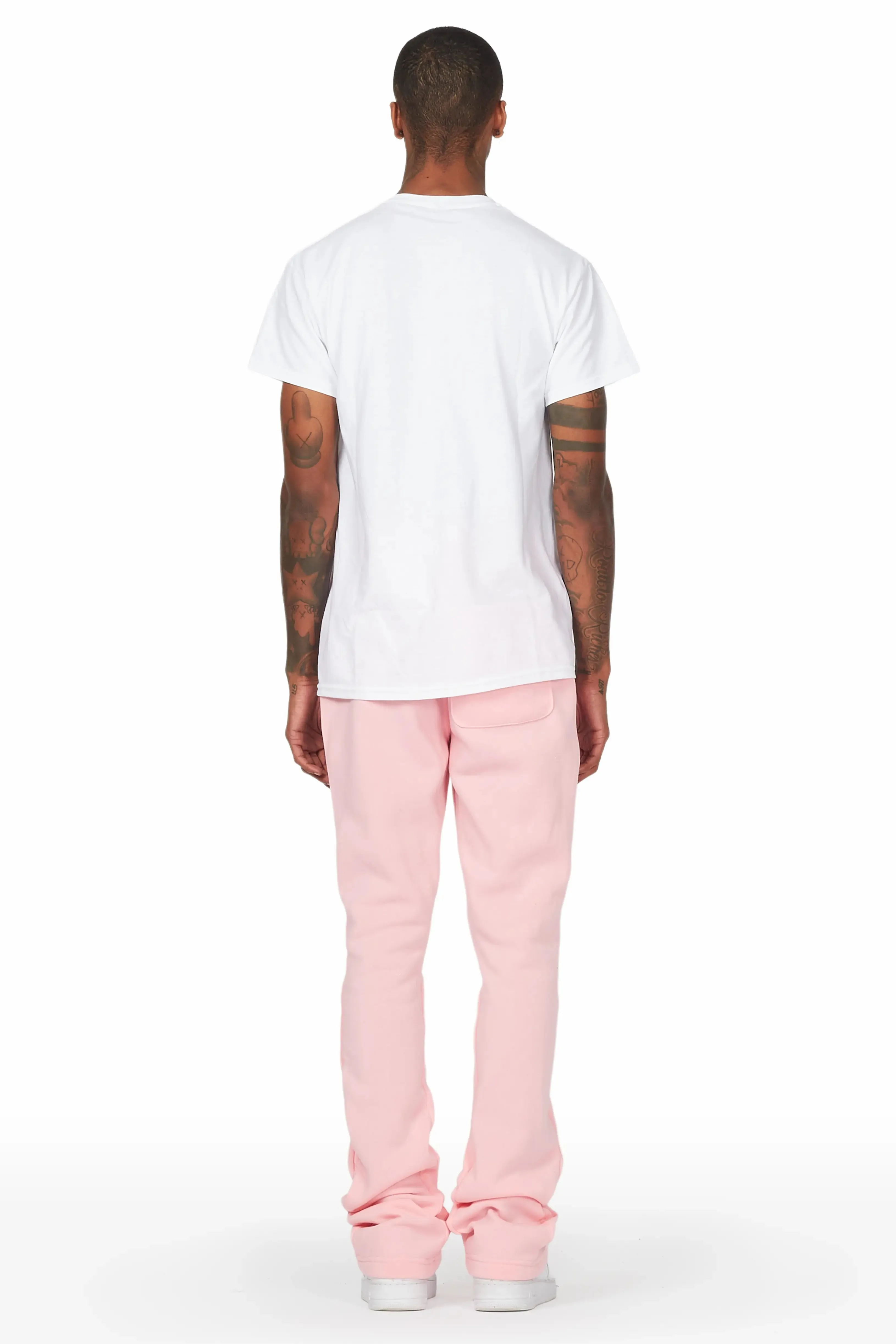 Angelo Pink Patchwork Stacked Flare Pants