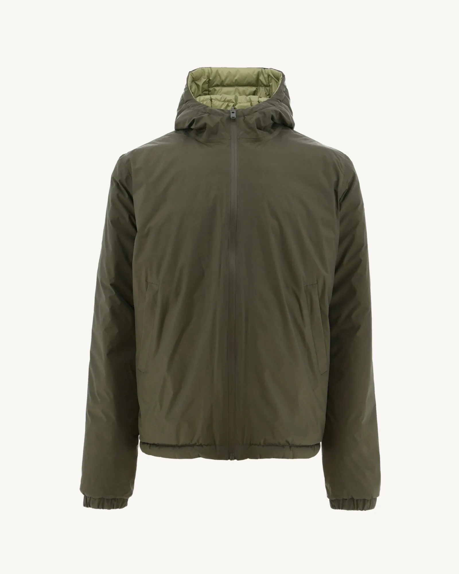 Army/Bush Bergen reversible hooded puffer jacket