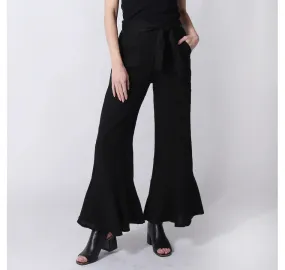 Astrid Flare Linen Pants in Black