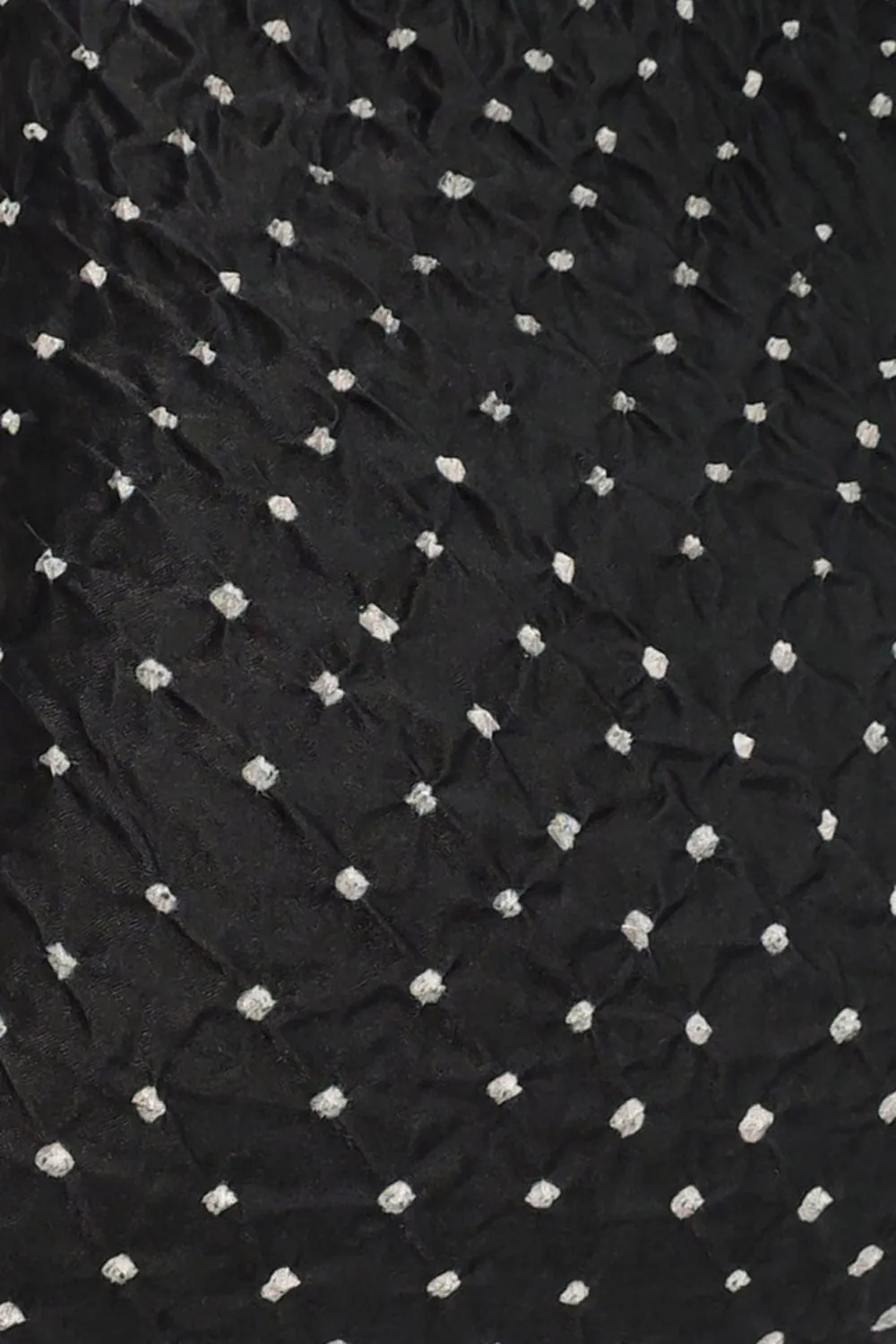 Black Bandhani Gajji Silk Fabric - Luxurious and Elegant ( 6 Mtr )