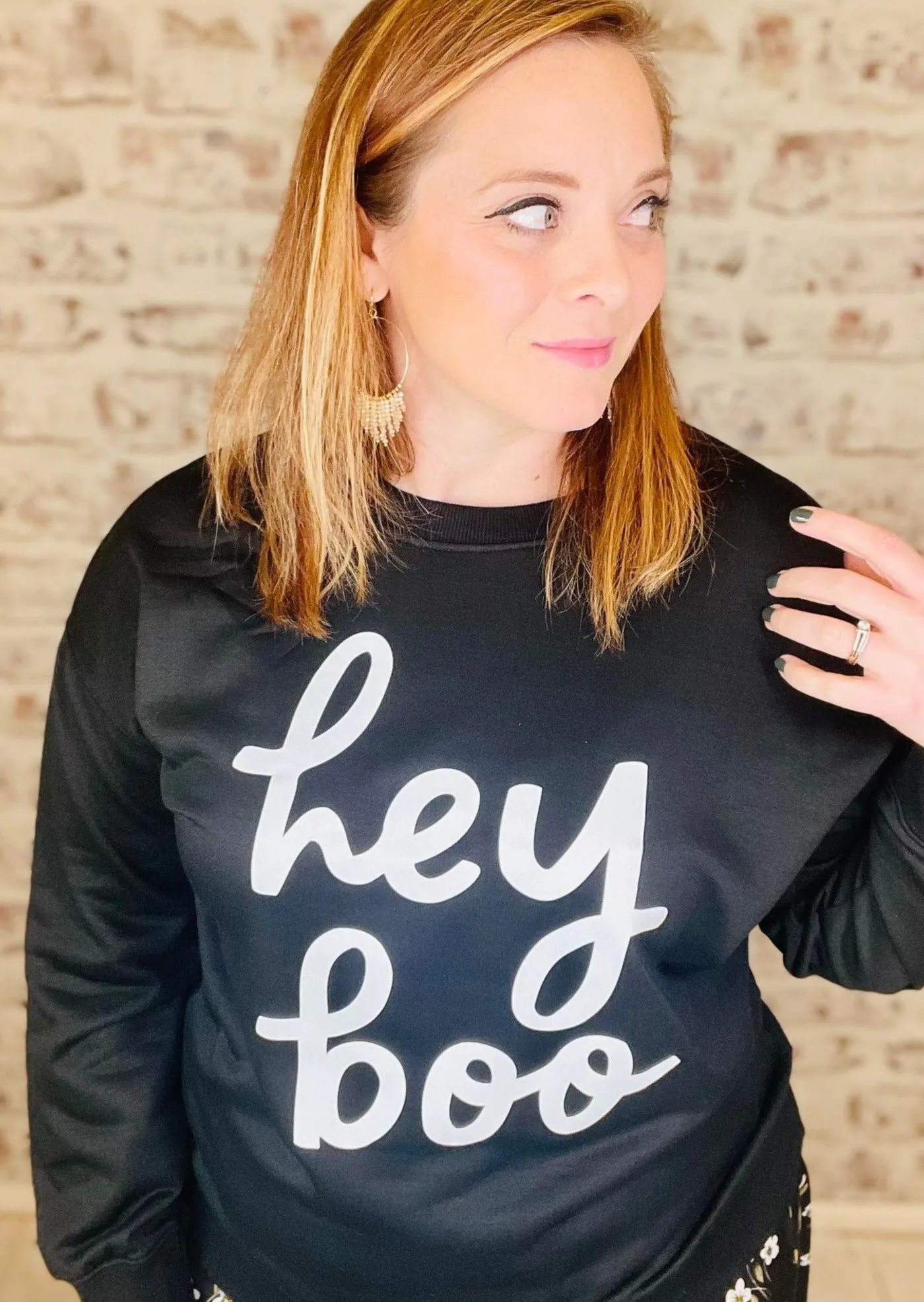 Black Hey Boo Sweatshirt