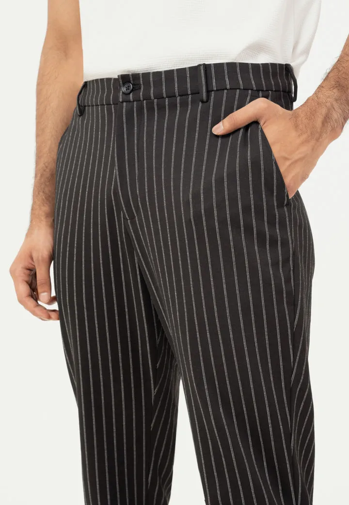 Black Stripes Regular Hem Power-Stretch Pants