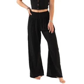 Black Wide Leg Cotton Pants