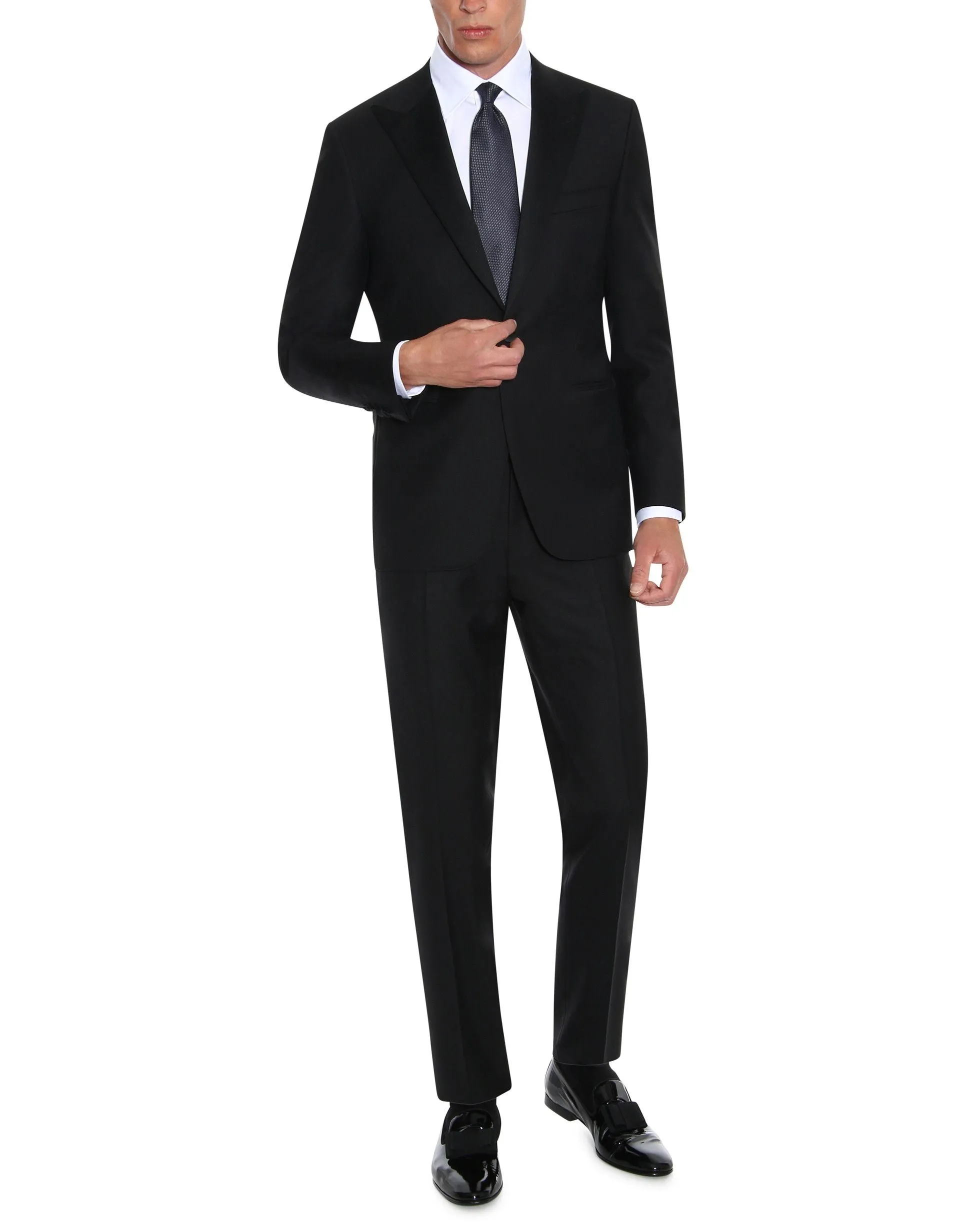 Black Wool Tuxedo With Silk Peak lapels