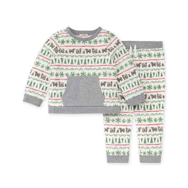 Burt's Bees Organic Baby French Terry Top & Pant Set Kodiak Fair Isle