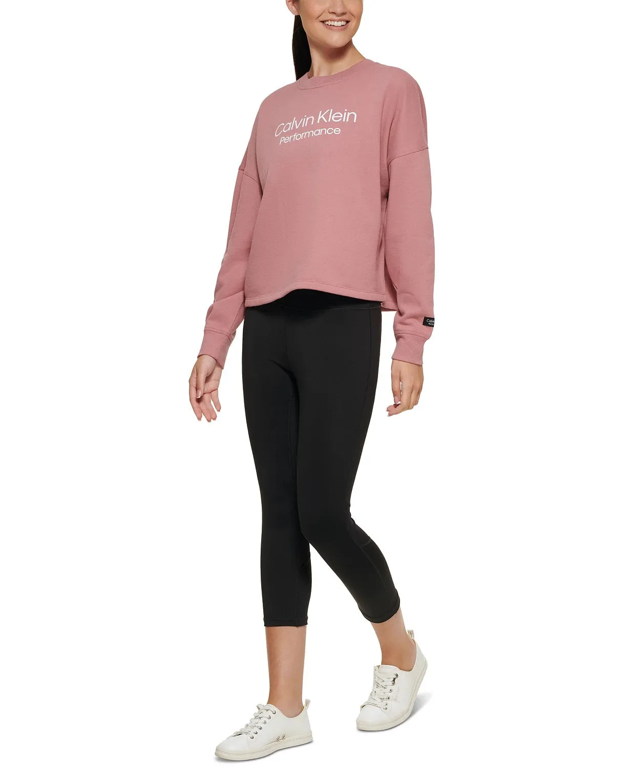 Calvin Klein Performance Women's  Logo Cropped Sweatshirt, Mauve, XL