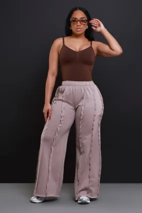 Can't Keep Up Wide Leg Pants - Mocha