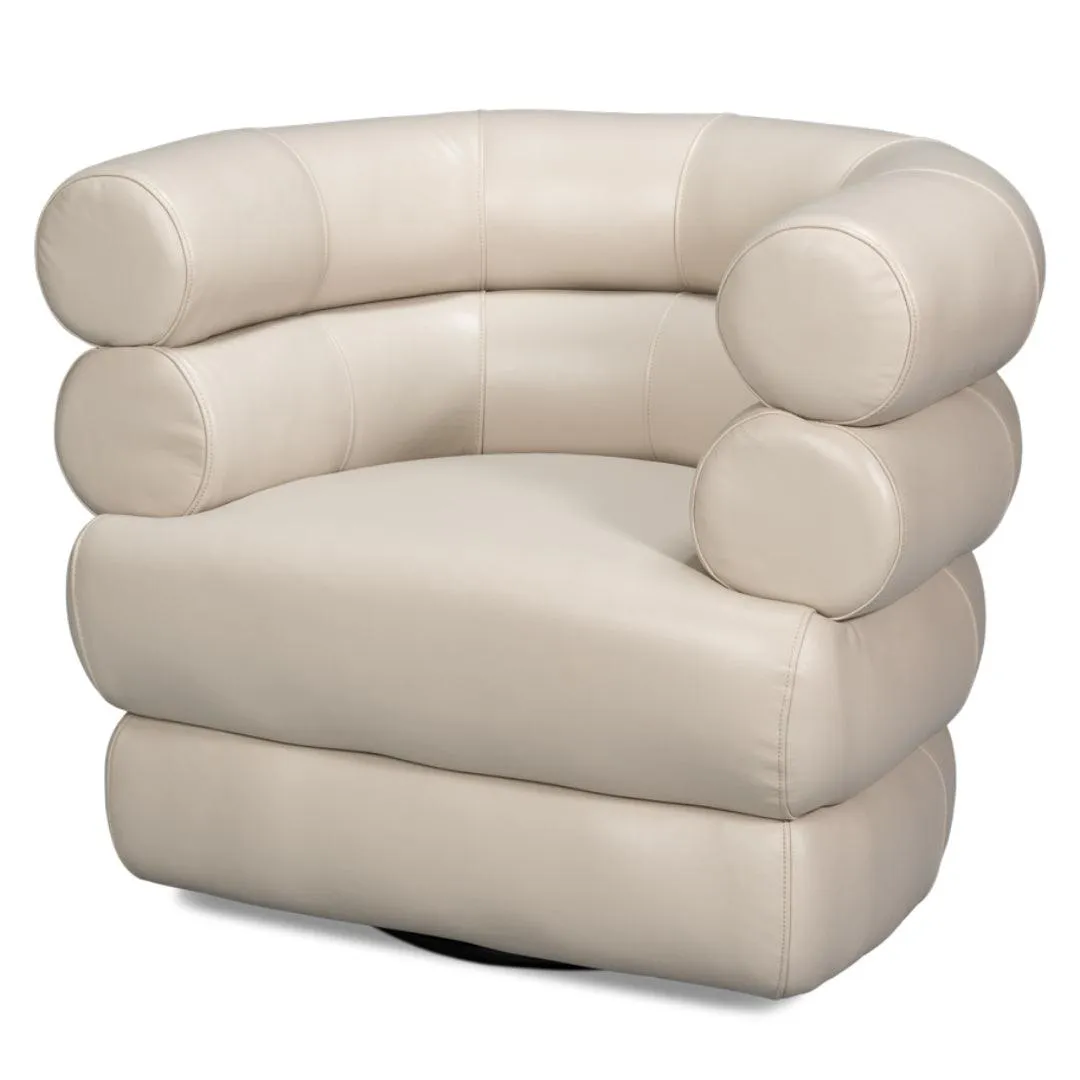 Crystal White Leather Swivel Chair