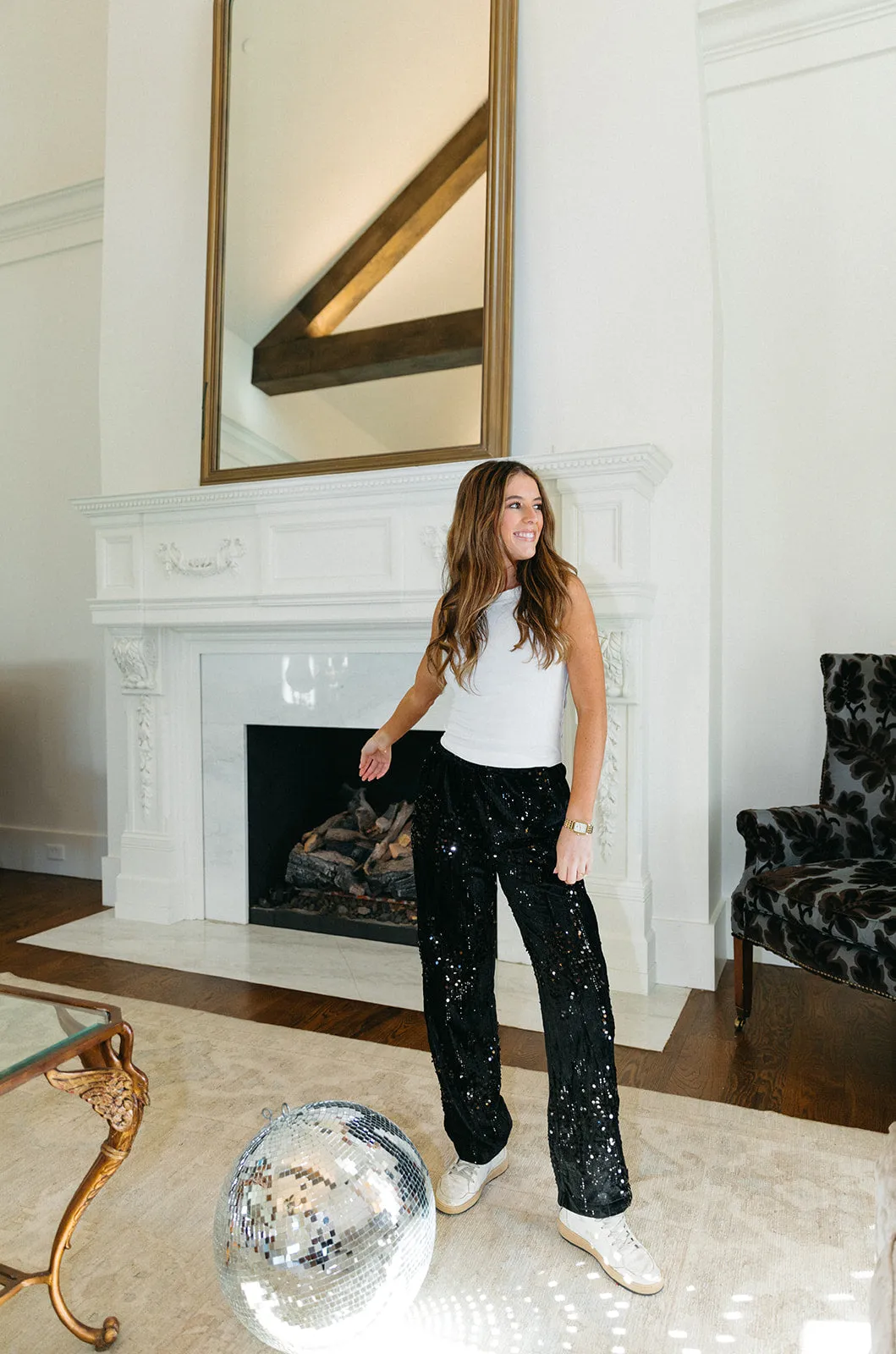 Dance Floor Sequin Pants - Black