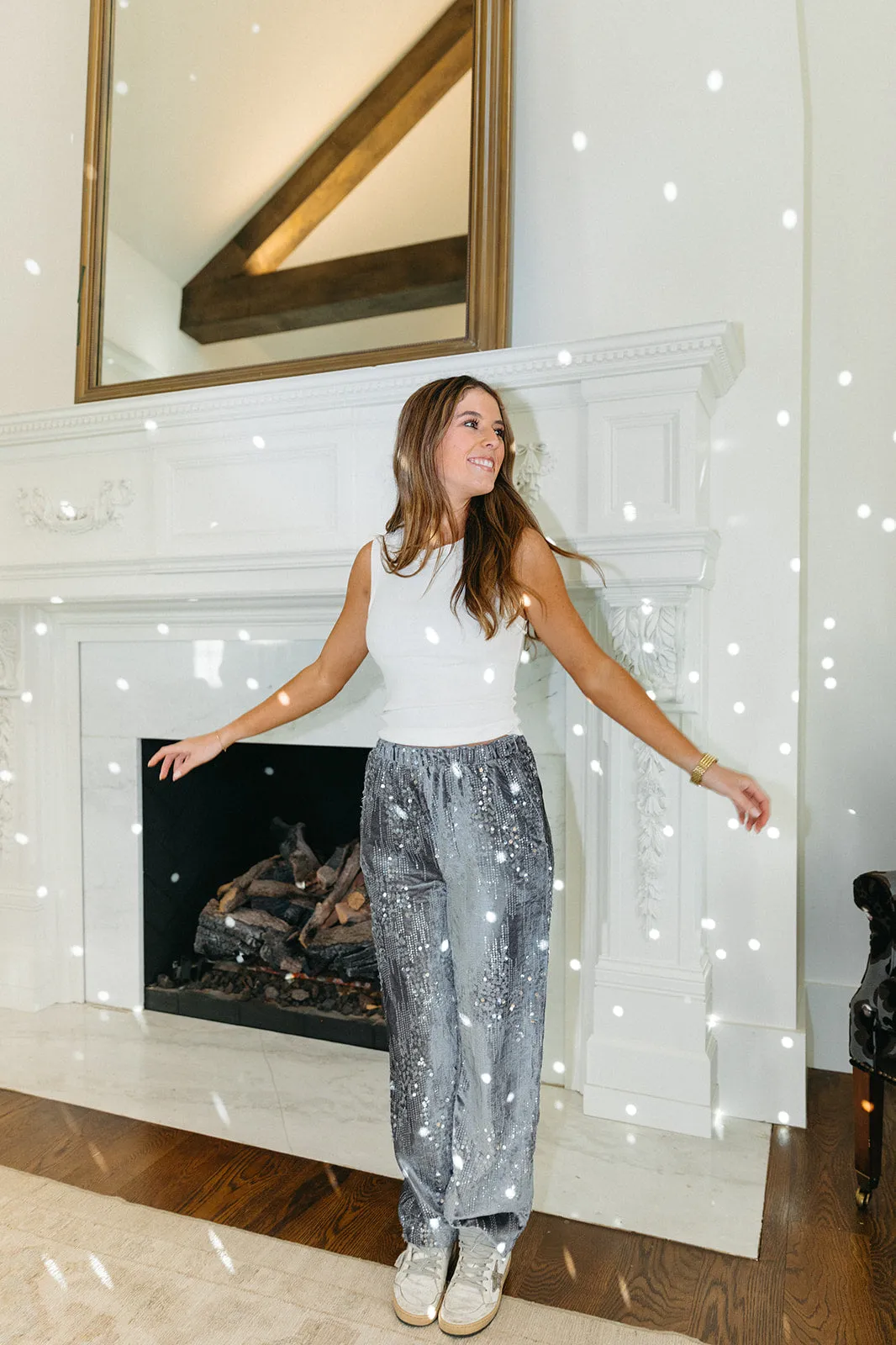 Dance Floor Sequin Pants - Grey