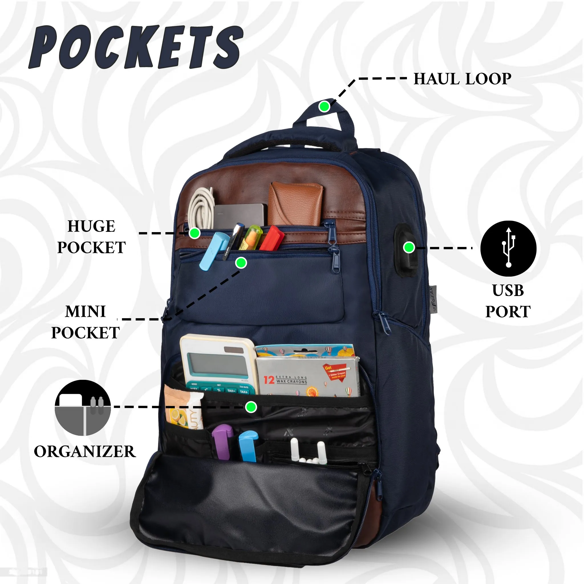 Equity 29L Blue Brown Laptop Backpack