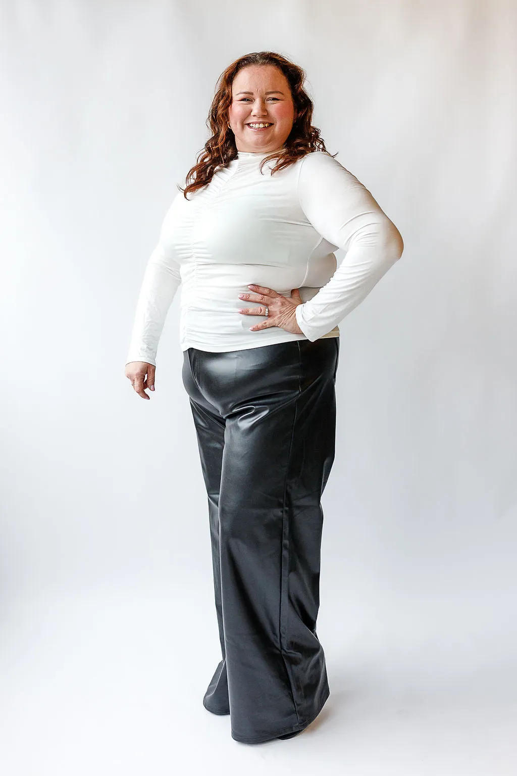 Faux Leather Wide Leg Pants