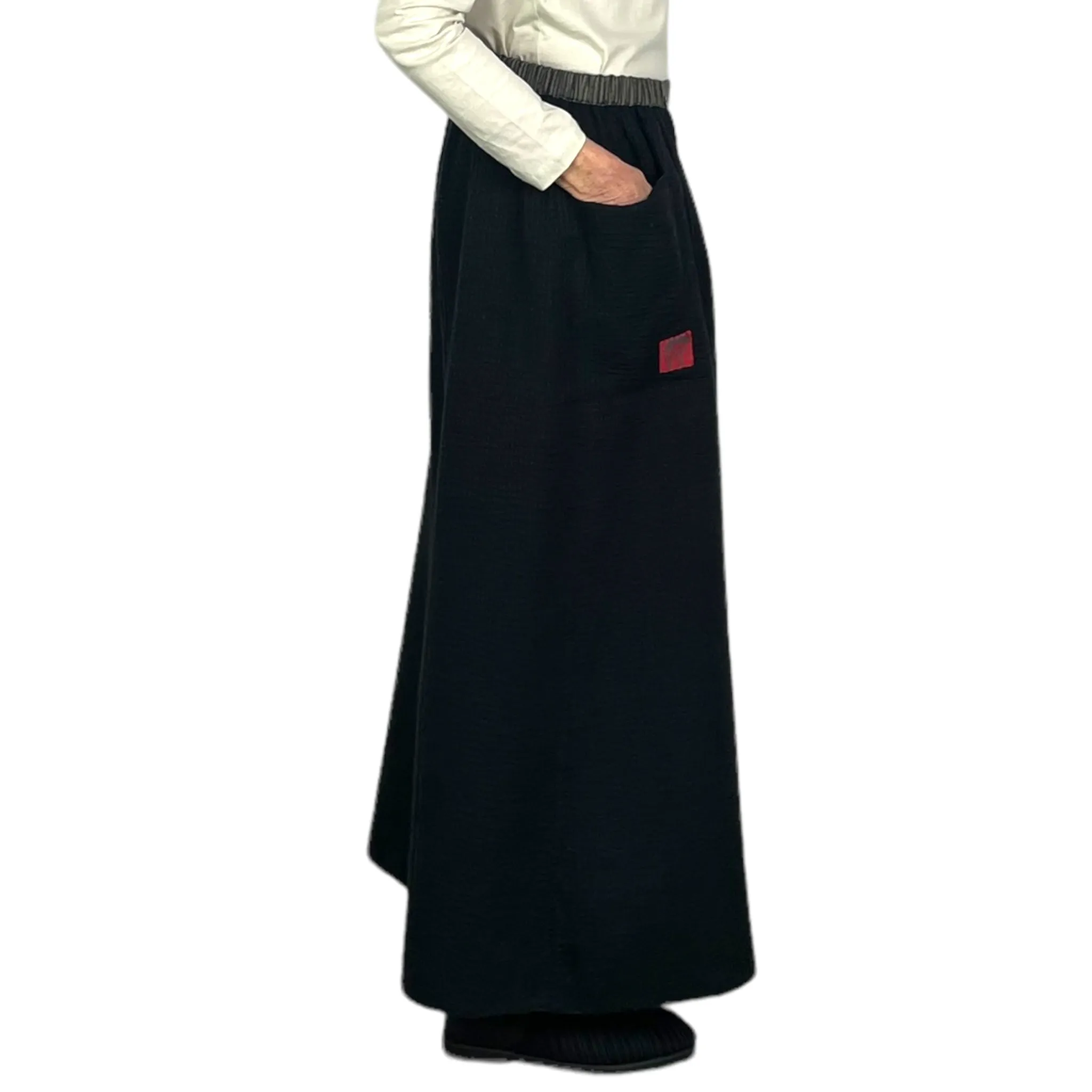 HANDLOOM PINSTRIPE KANTHA WRAP WIDE PANT