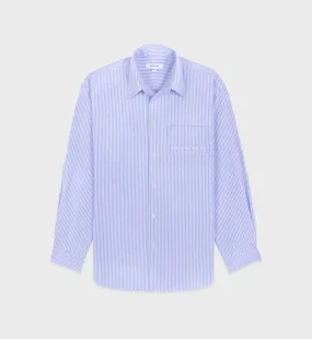 Hotel du Cap Cursive Oversized Shirt - Blue Striped