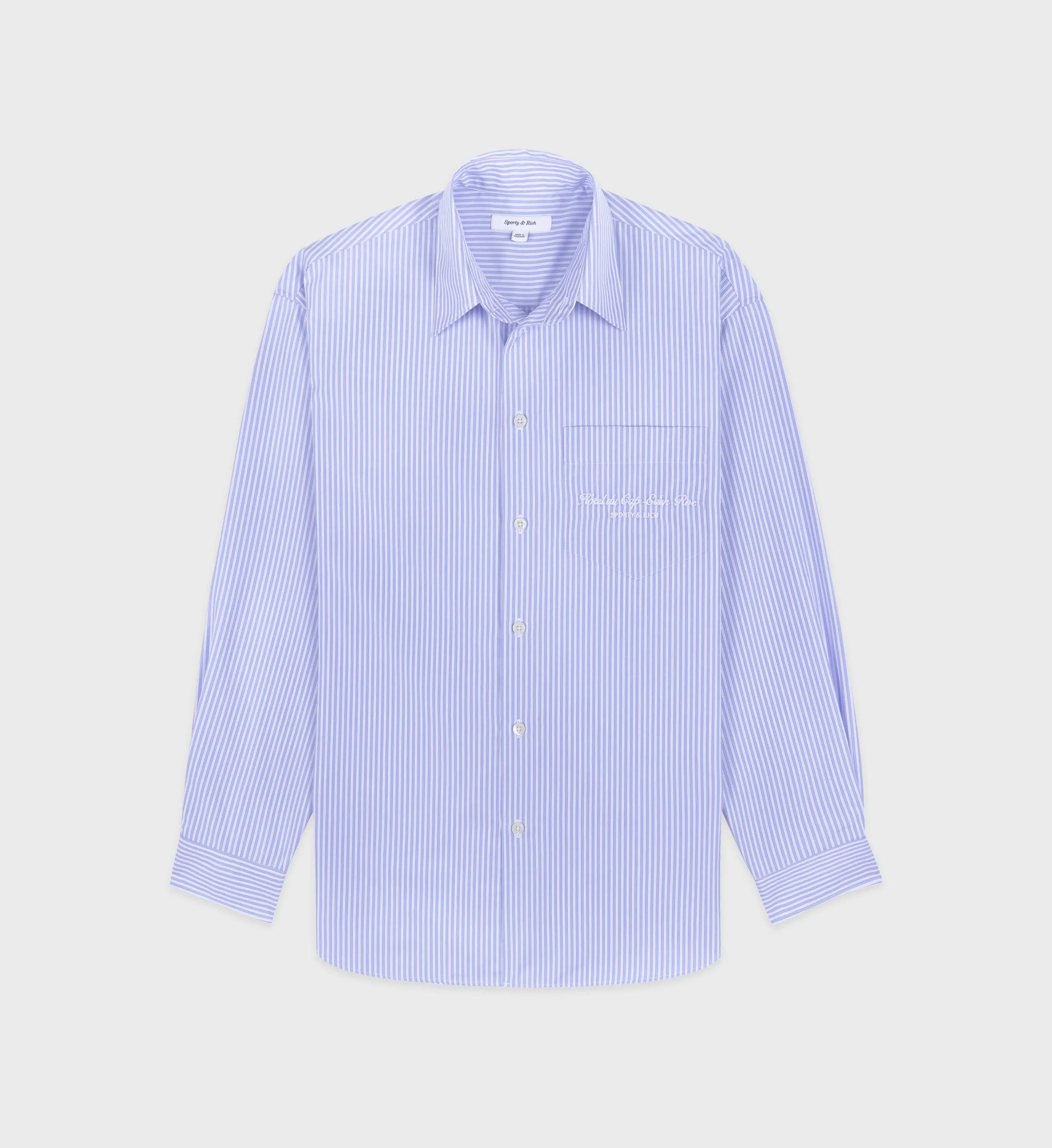 Hotel du Cap Cursive Oversized Shirt - Blue Striped