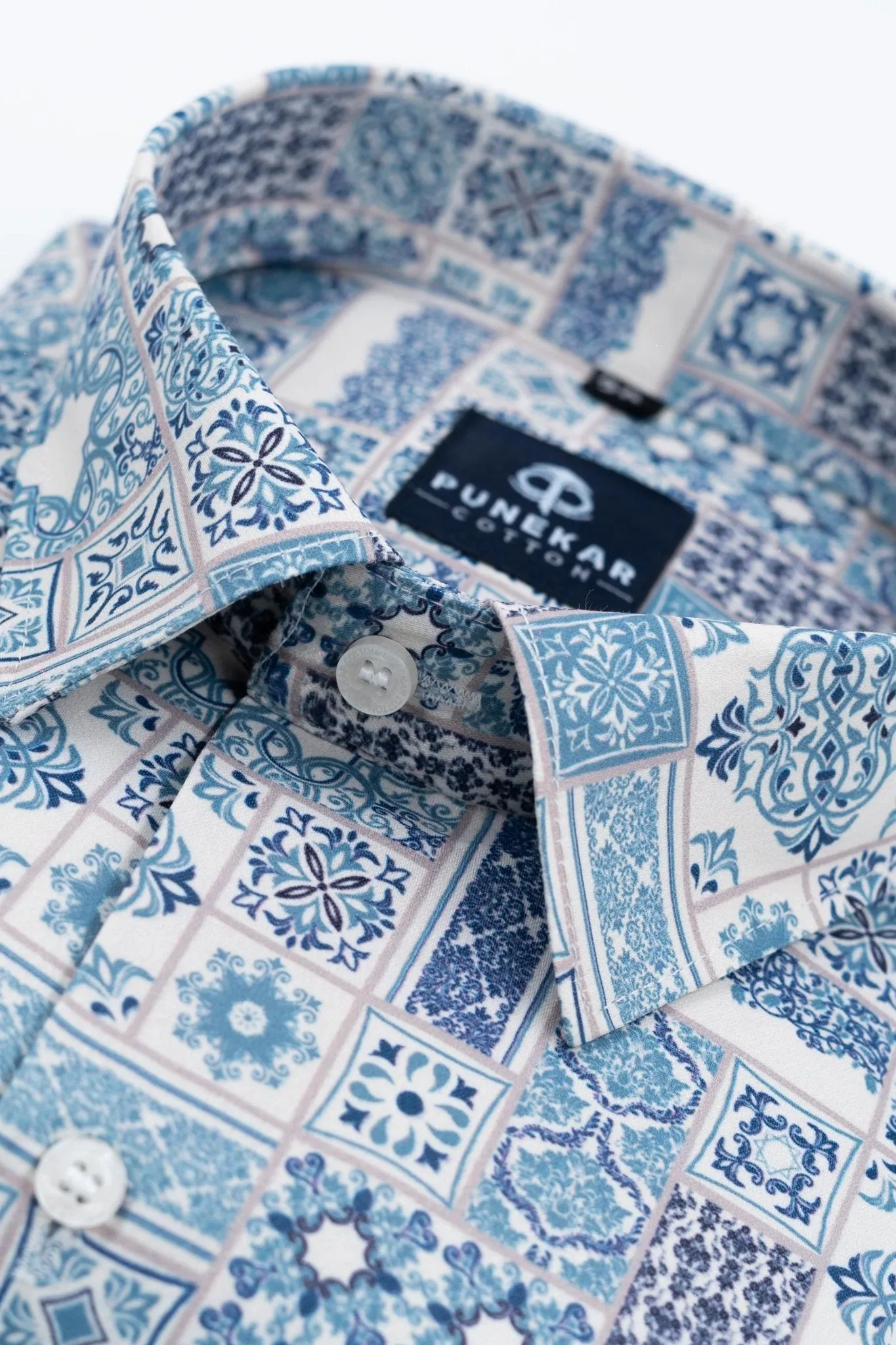 Light Blue Color Morrocan Printed Shirt For Men