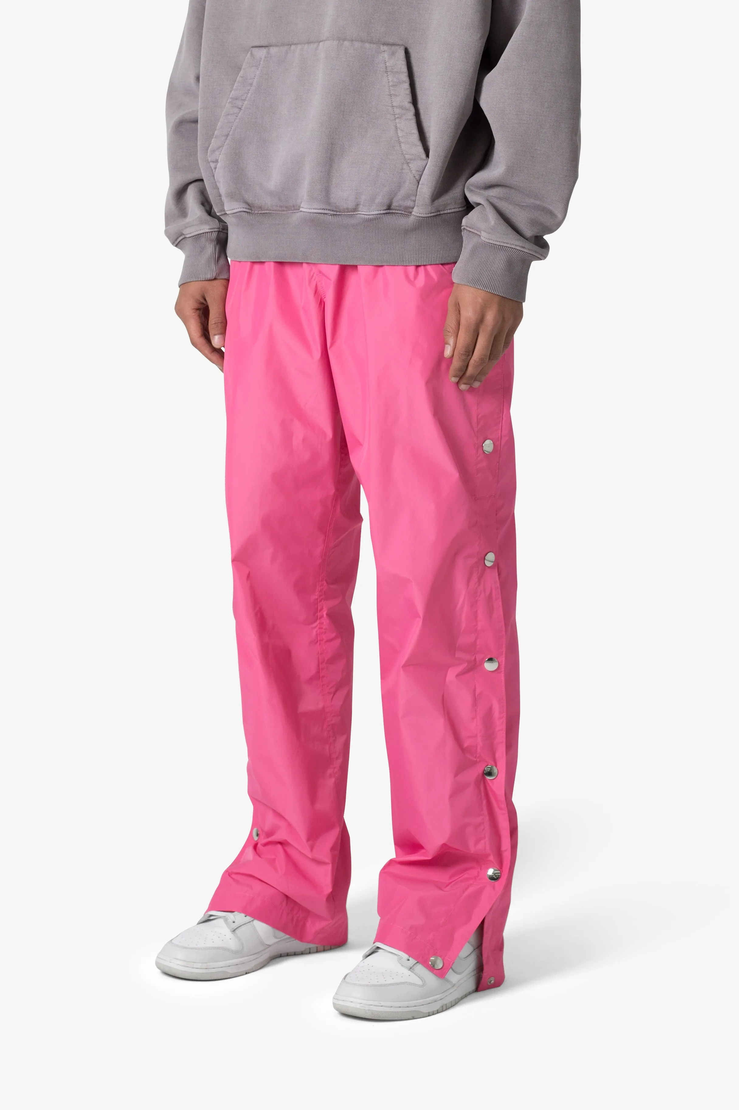 Nylon Snap Track Pants - Pink