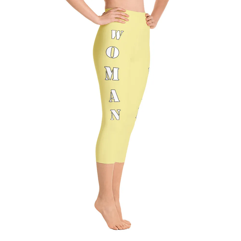 Our best viral leggings pale yellow woman power white letters