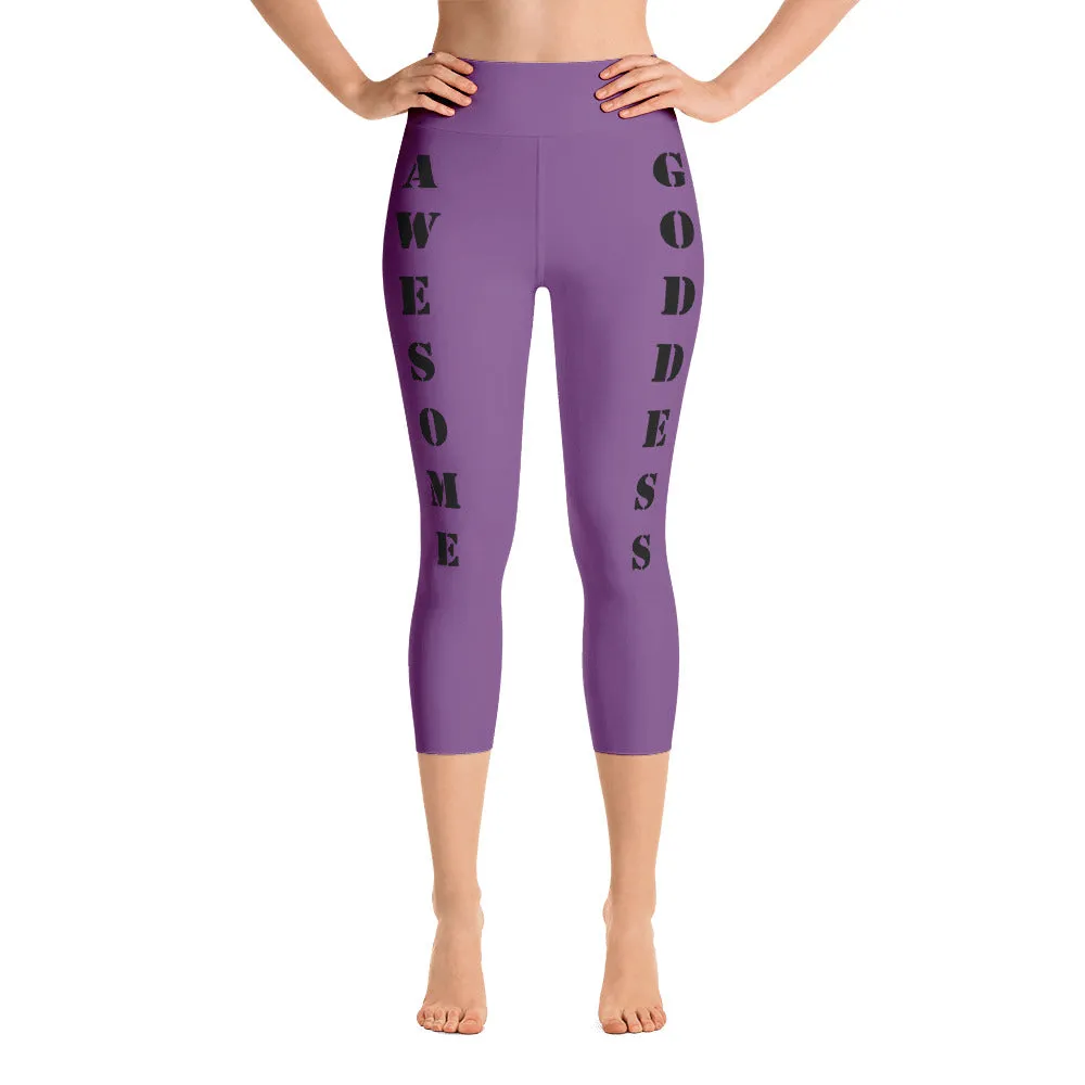 Our best viral leggings purple awesome goddess black letters