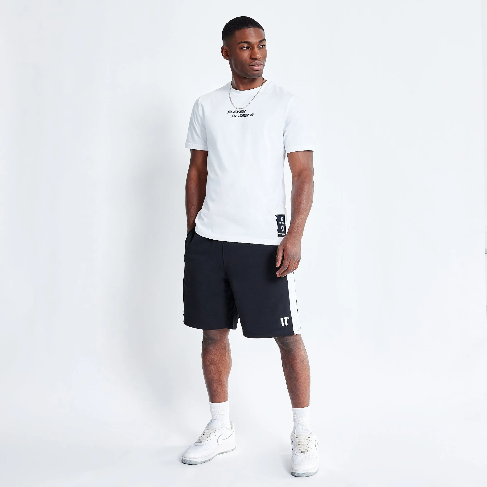 Panel Sweat Shorts - Black / White