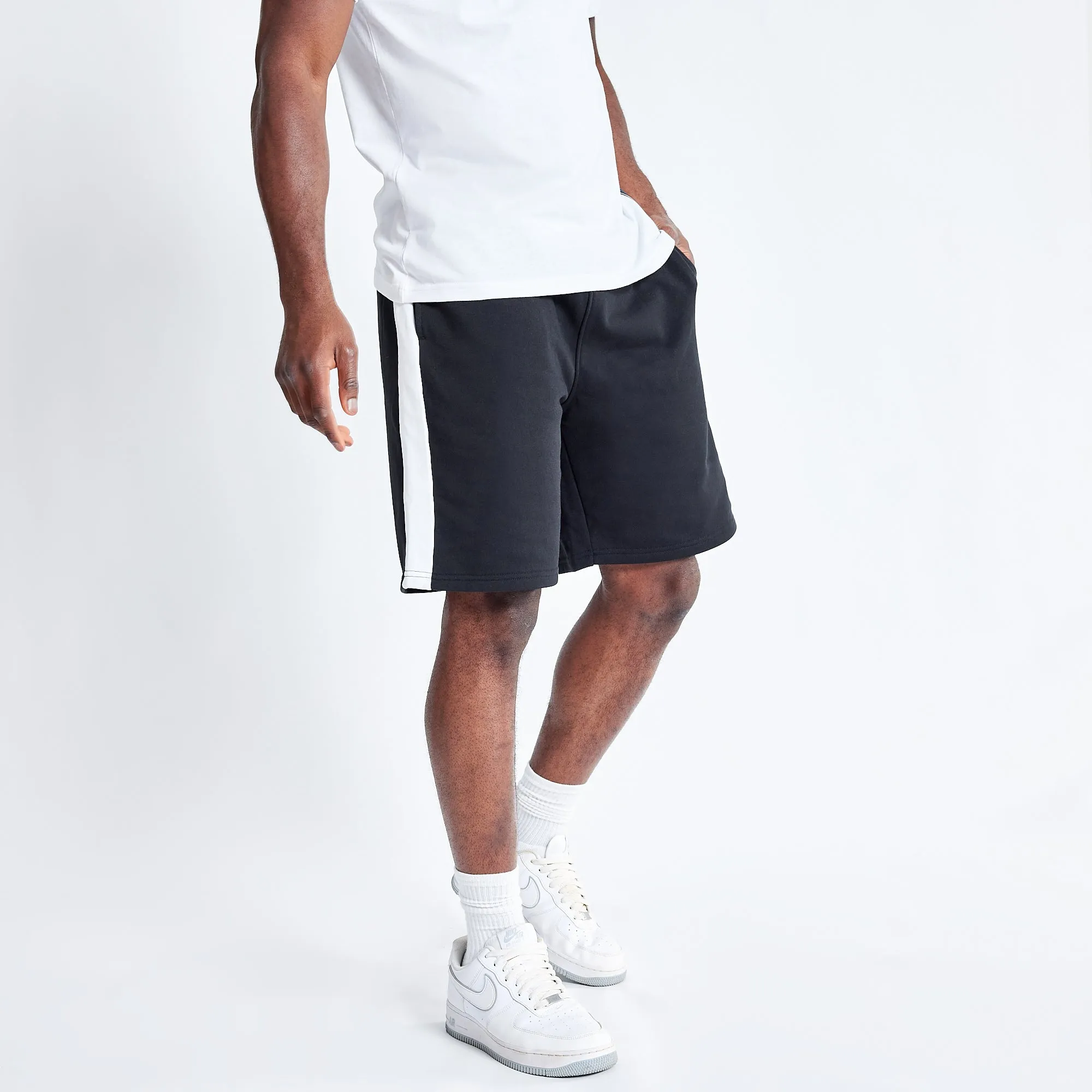 Panel Sweat Shorts - Black / White