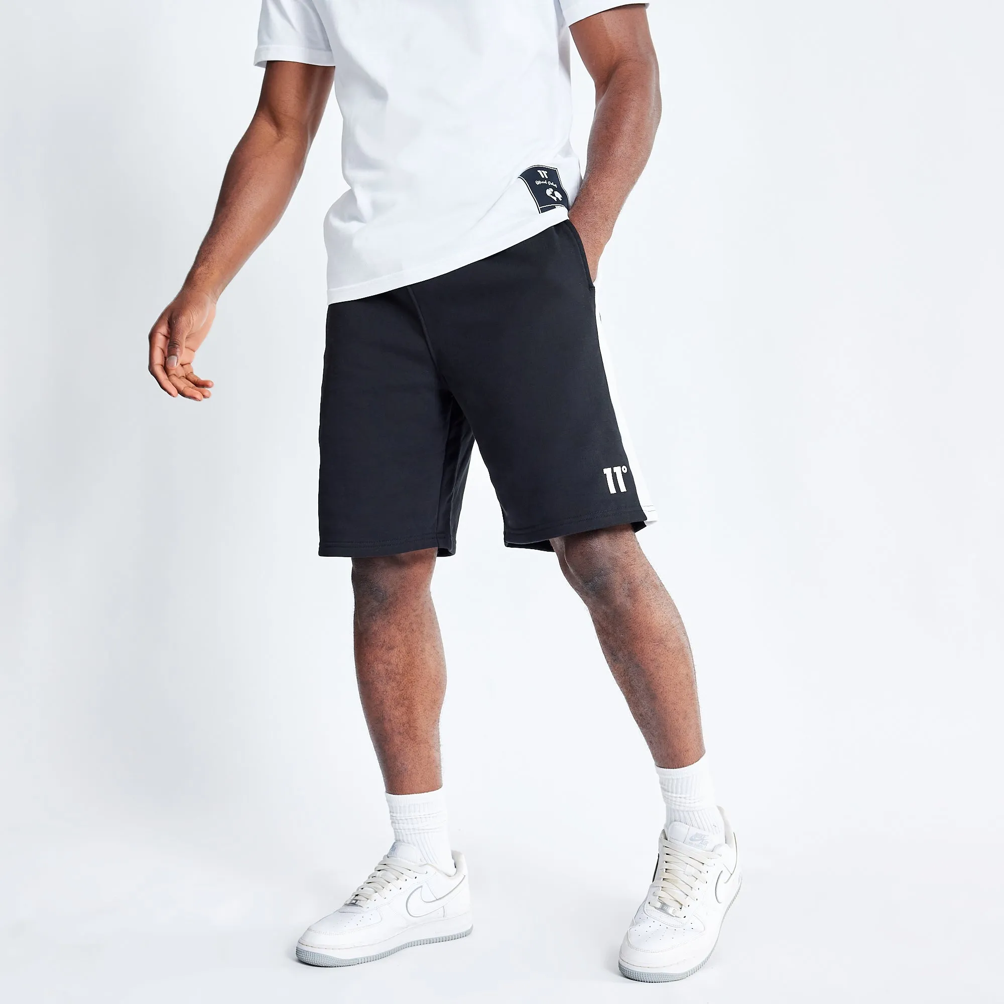 Panel Sweat Shorts - Black / White