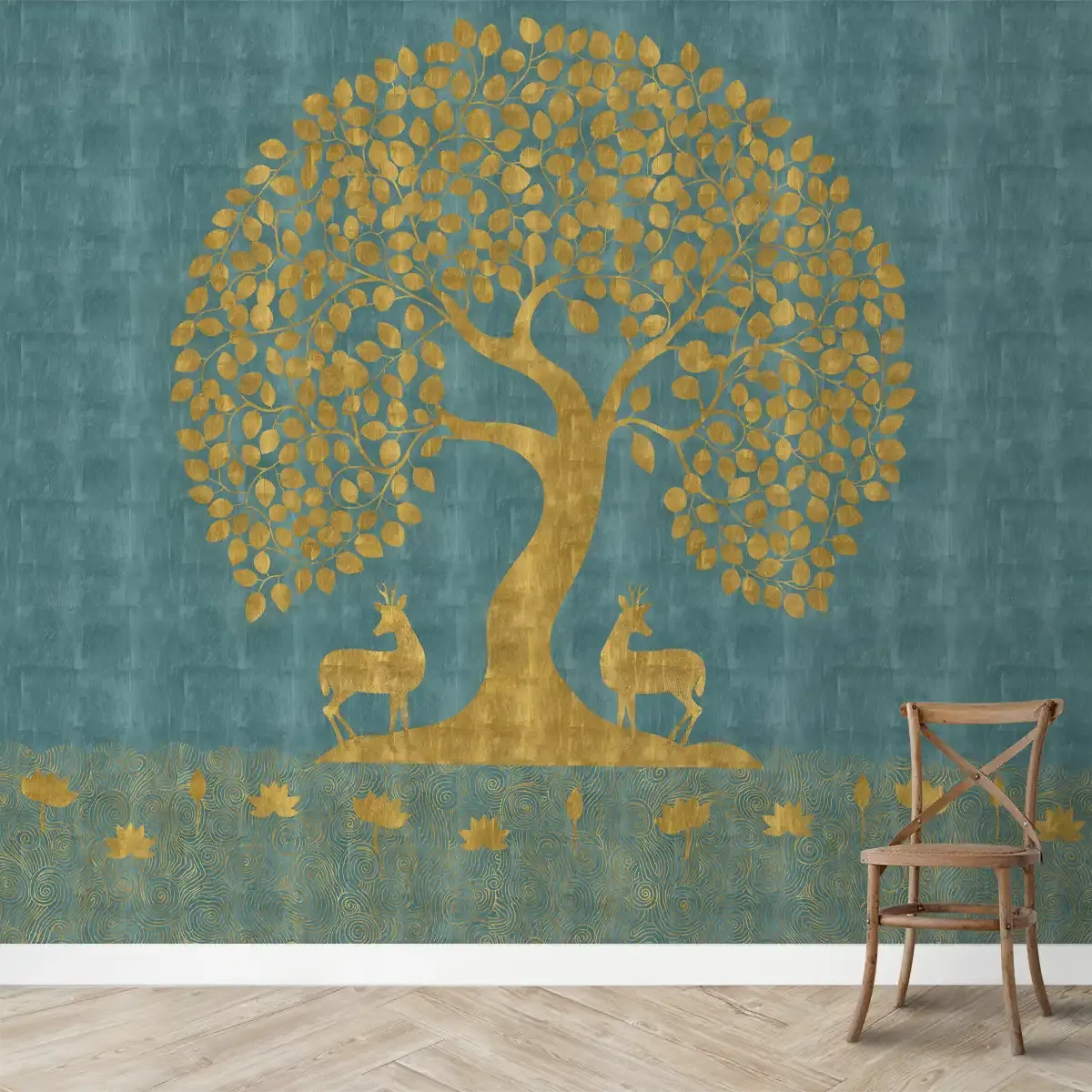 Pichwai Tree of Life Wallpaper, Blue