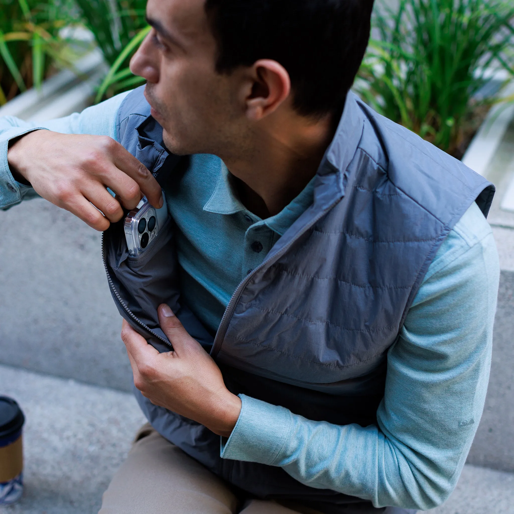 Reversible Insulated Vest in Slate