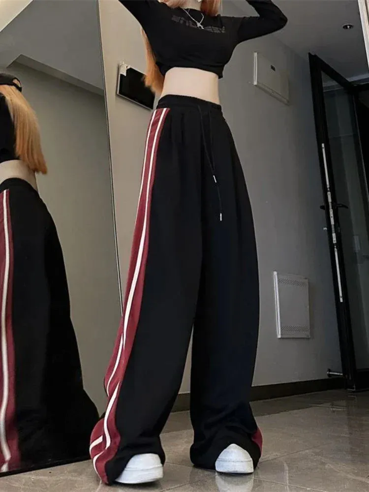 Sports Pants For Women Hop Streetwear Vintage Stripe Wide Leg Pants