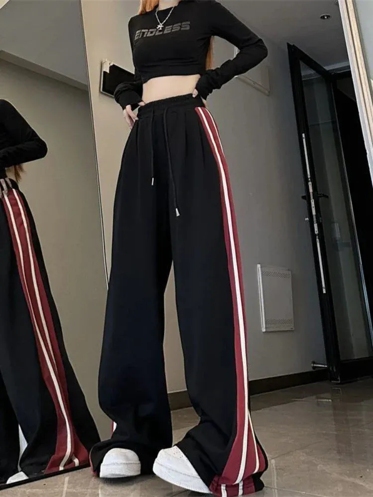 Sports Pants For Women Hop Streetwear Vintage Stripe Wide Leg Pants