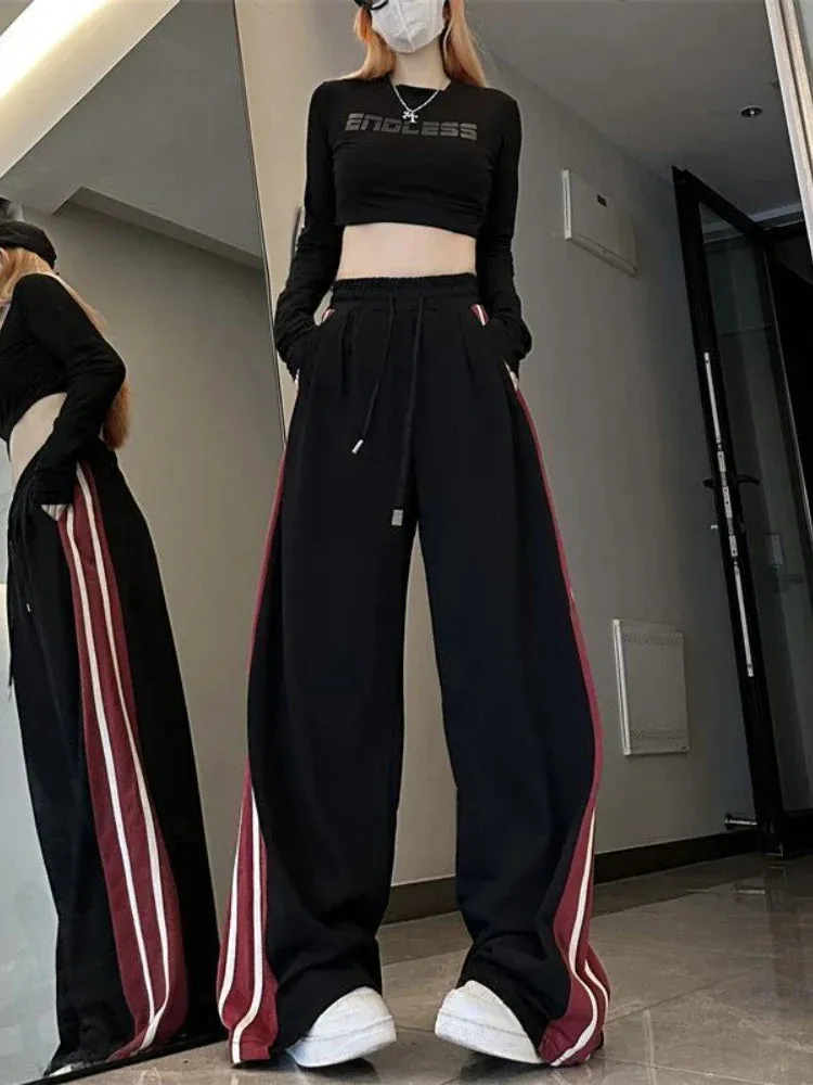 Sports Pants For Women Hop Streetwear Vintage Stripe Wide Leg Pants