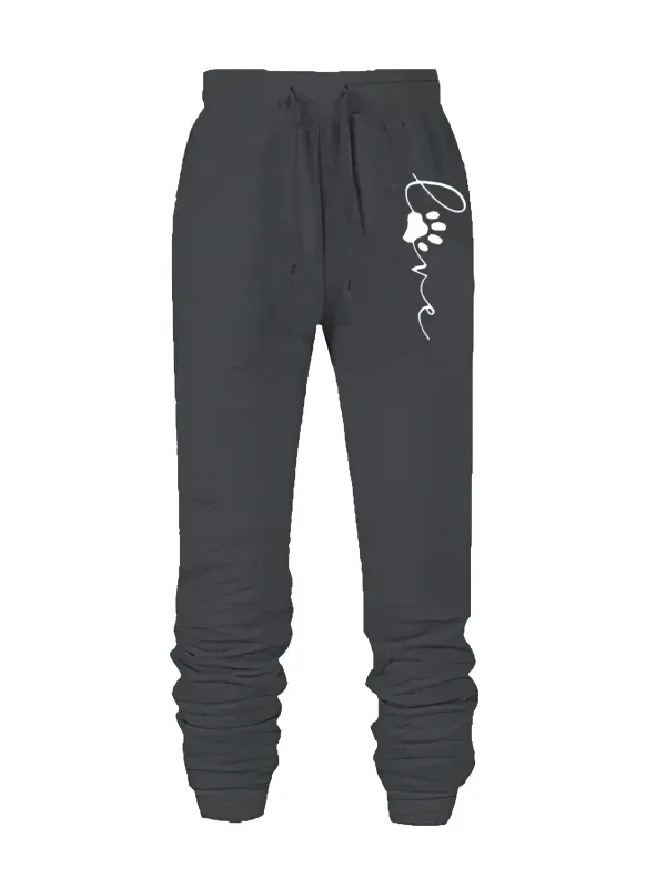 Sporty Women's Jogger Pants with Cat's Paw Print - SF1872