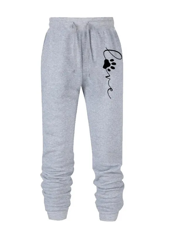 Sporty Women's Jogger Pants with Cat's Paw Print - SF1872