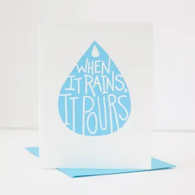 sympathy card, when it rains it pours raindrop, sympathy card for a friend