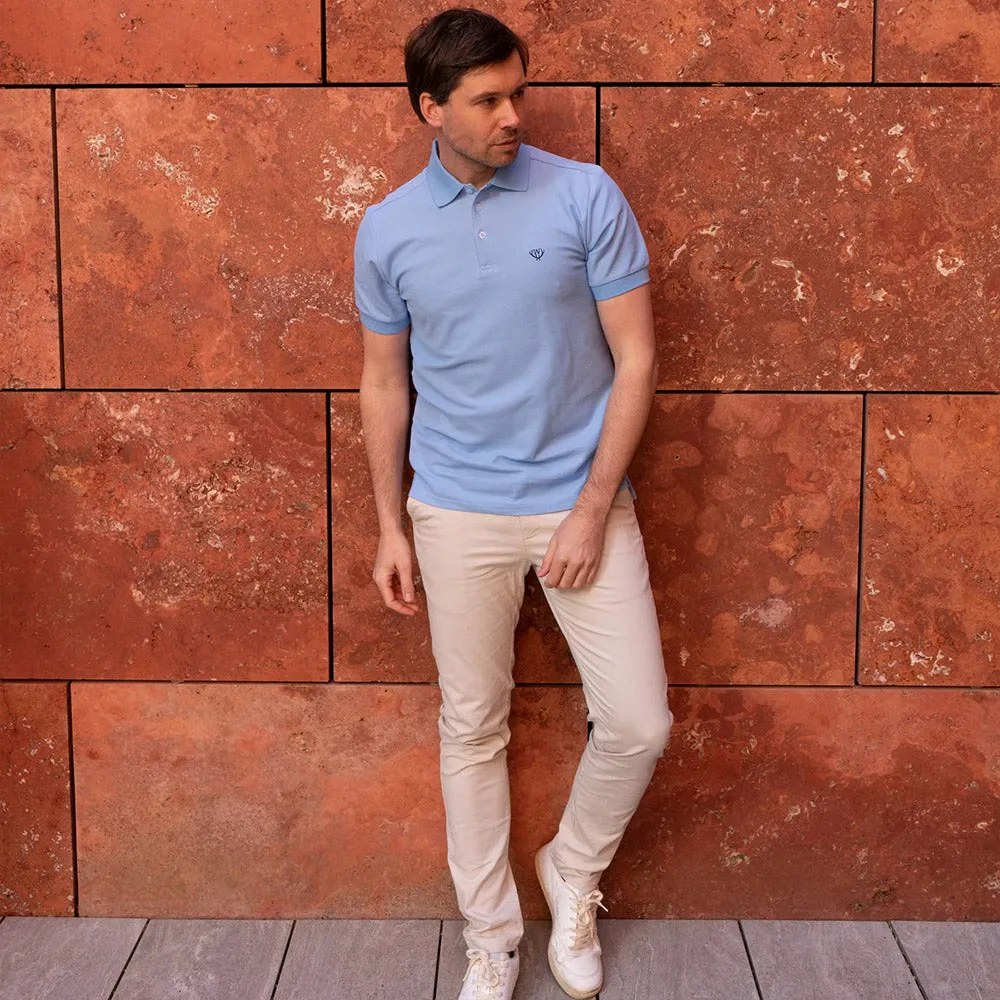 Walker & Hunt - Light Blue Mercer Pique Polo