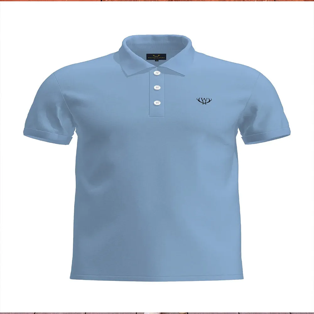 Walker & Hunt - Light Blue Mercer Pique Polo